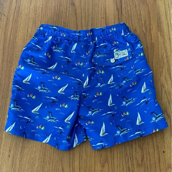 Ralph Lauren Traveler Blue Sailboat Print Swim Trunk